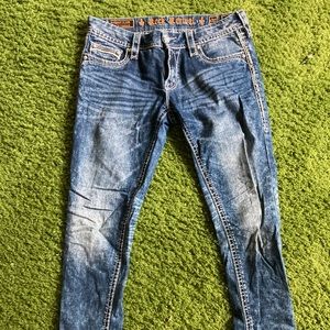 Acid Wash Rock Revival Skinny Jeans